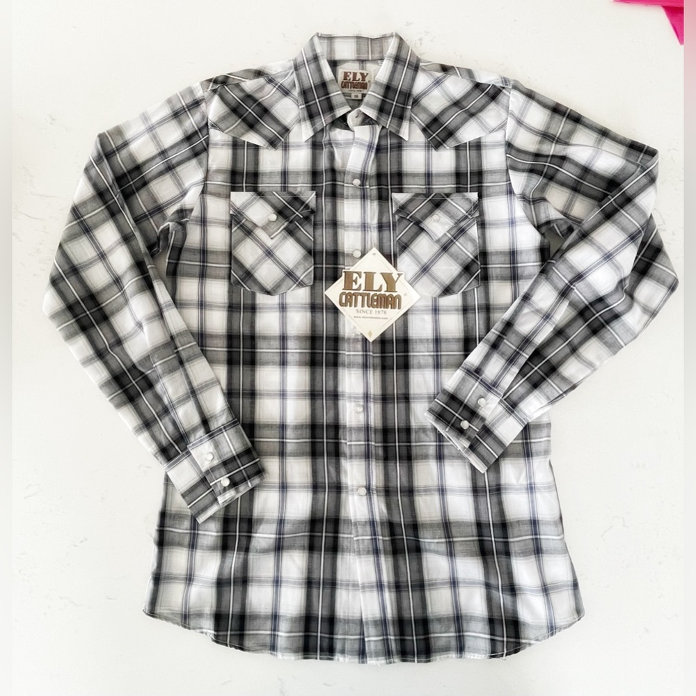 Ely Cattleman Vintage 1970’s Boy’s Pearl Snap Western Cowboy Button Up Shirt 16